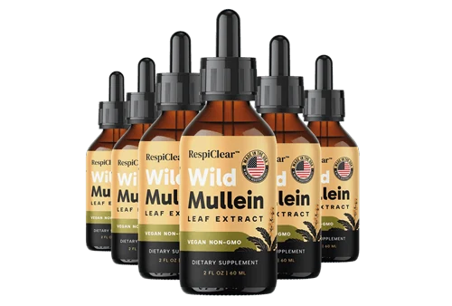 6 bottles of RespiClear Wild Mullein Leaf Extract, 180 day supply